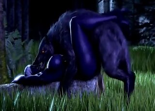 Black-skinned beauty gets fucked y a boar or something in 3D porn