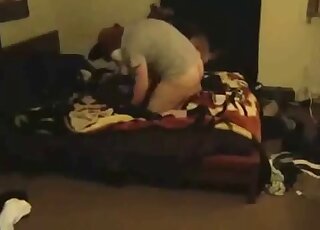 Couch fuck movie with a sexy dude in a dog mask and his actual pet