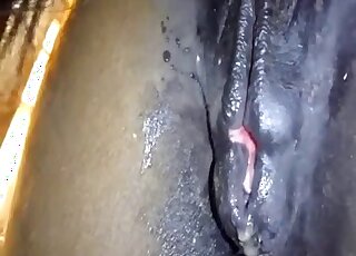 Awesome sex scene showing a horse cock deflating after a huge creampie