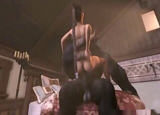 Big-boobed brunette babe is getting fucked by a big dick minotaur