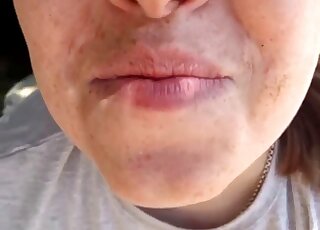 Nerdy babe with glasses orally pleases pet dog after jerking him off