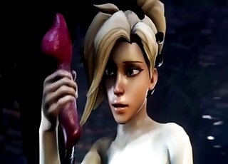 Big tits animated blonde gets sodomized by a giant beast