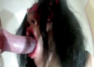 Amateur masked hussy loves tasting dog cum and warm piss