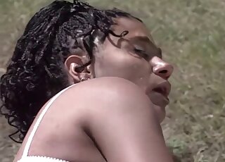 Brown pussy getting fucked by a big-dicked black mutt that gapes