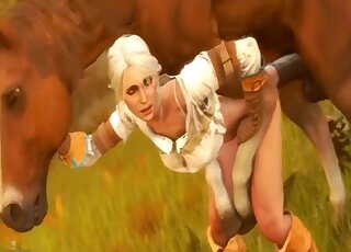 Brutal animated zoo scenes with a blonde taking merciless horse cock