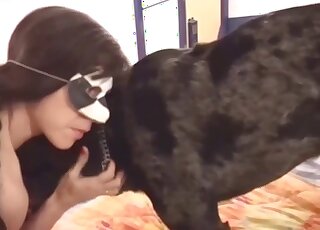 Lesbians use the dog for its inches and make out in perfect XXX