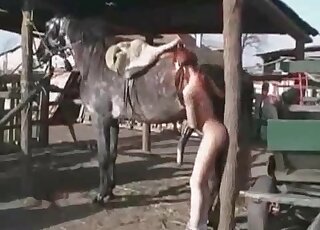 Redheaded zoophile moaning loudly to attract an animal's attention