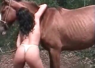 Brunette gets to finger and lick a mare's pussy in a closeup video