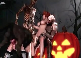 Kinky anime chick gets captured by beasts and screwed severely