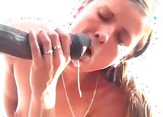 Skinny wife loves sucking and riding enormous cock of a stallion